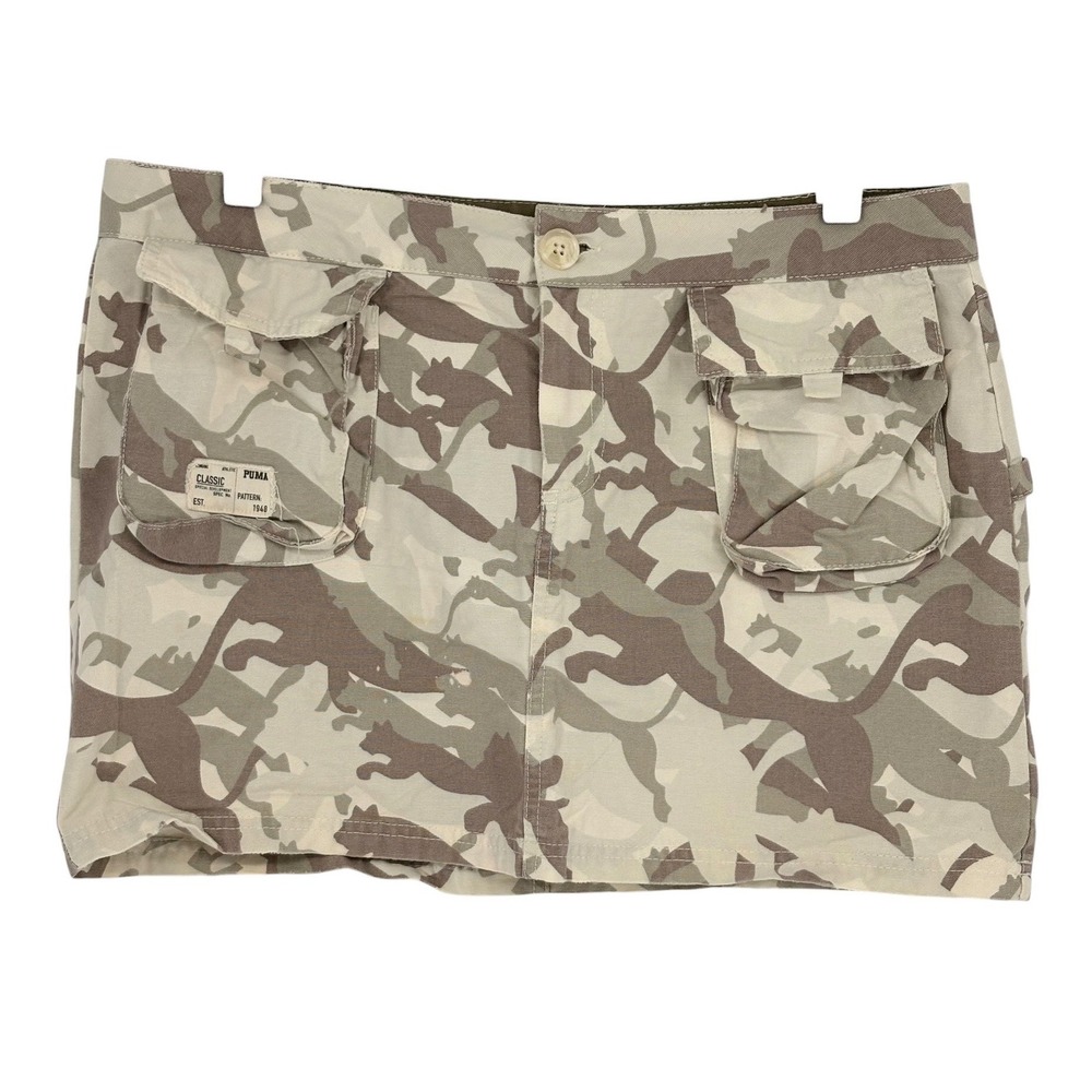 Puma Cargo Mini Skirt Tan Camo 100% Cotton Utility Pockets XL